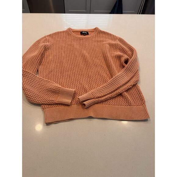 Stussy Pigment Dyed Loose Knit Sweater Women Large Pinkish Orange - Picture 1 of 7